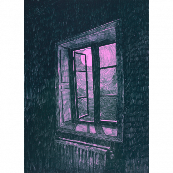Window (pink), lithograph by Morten Schelde