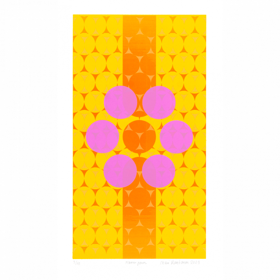 "Flower power", an abstract, colorful artwork by Mari Rantanen at ed. art