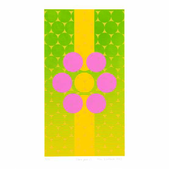 "Flower power III", an abstract, colorful artwork by Mari Rantanen at ed. art