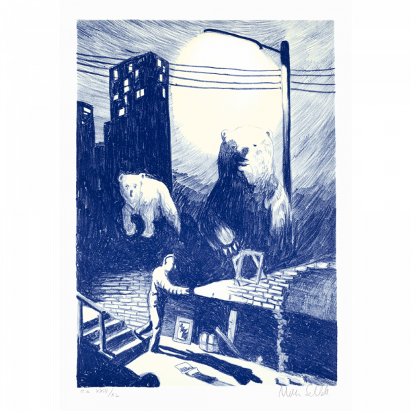 "Bears" a lithograph by Morten Schelde, ed-art.se