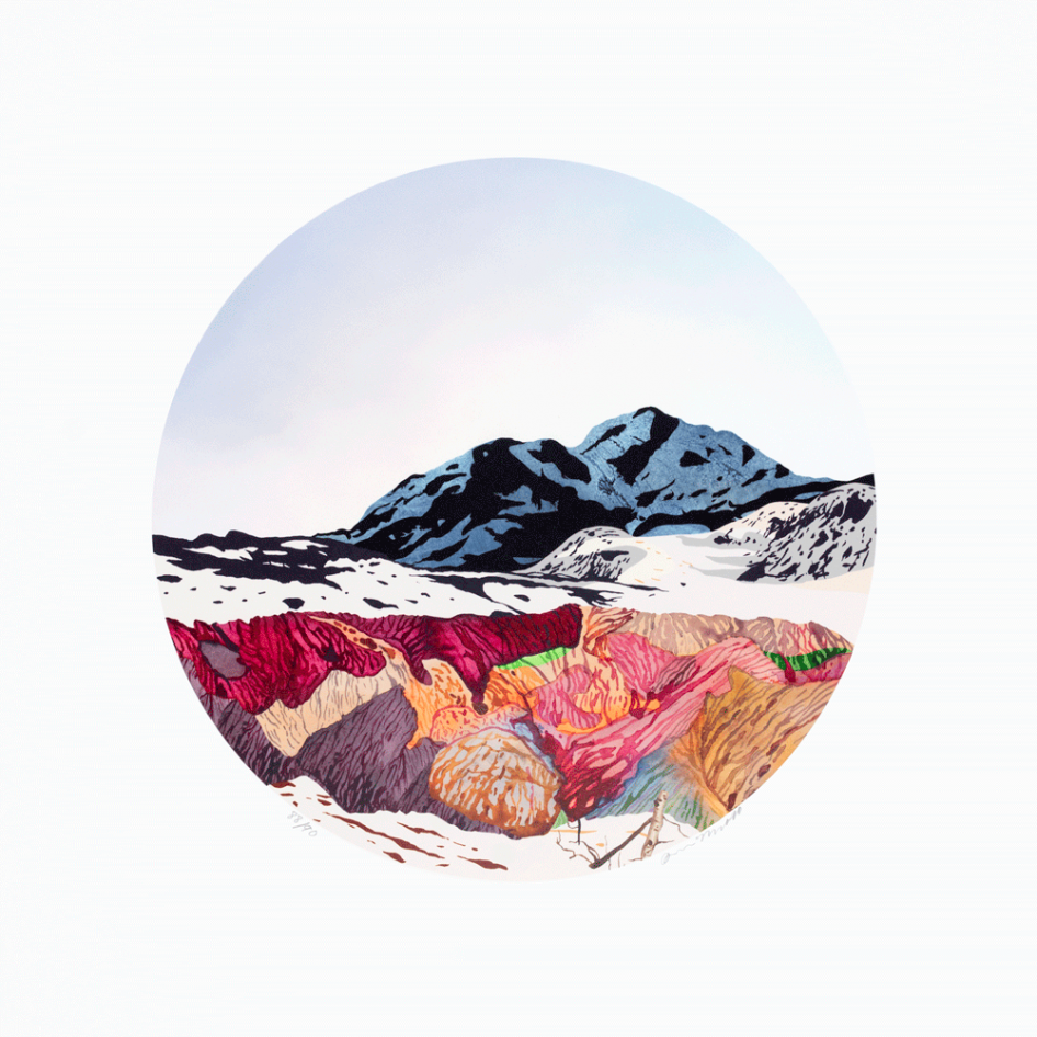 "Coming round the mountain", digital seriegrafi av svenska konstnären Roger Metto