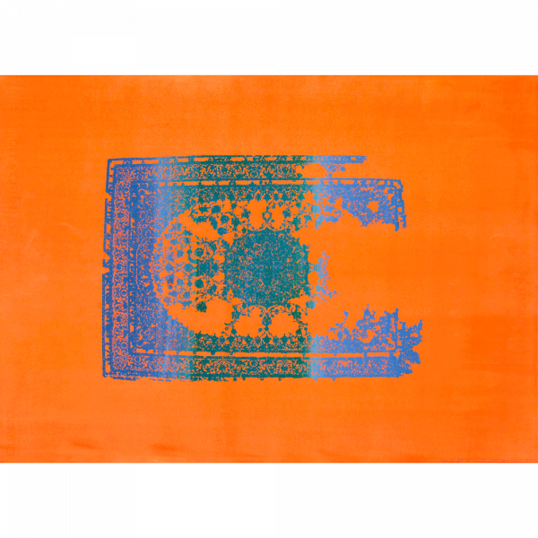 "Persian Vintage - Royal Flower (orange)", lithography by Raha Rastifard at ed. art