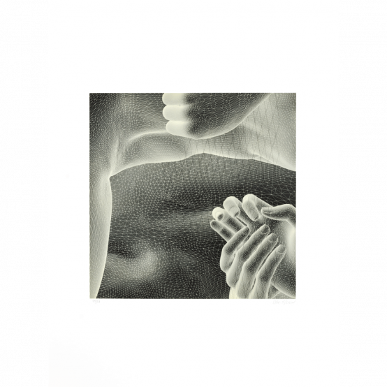 "The Mesh Hands (grey)", intaglio print by Ditte Ejlerskov at ed. art
