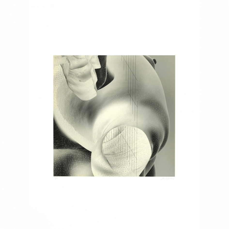 "The Inside Scape (inverted, grey)", intaglio print by Ditte Ejlerskov at ed. art
