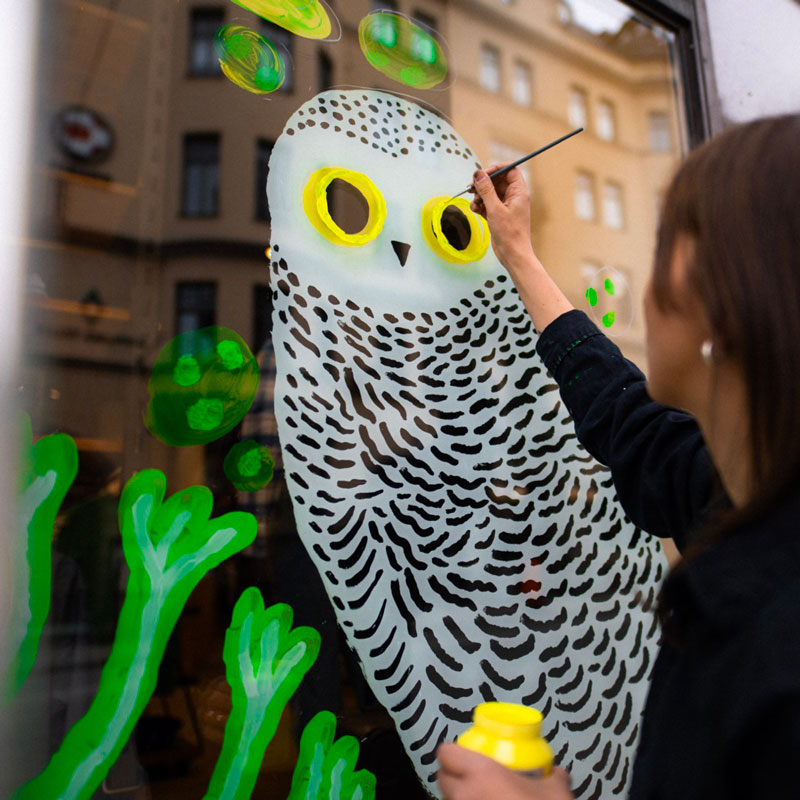 Window painting for Patagonia and the Nature Conservation Society, on Kungsgatan in Stockholm (March-September 2024)