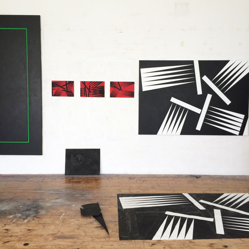 Paintings in the studio in Lid, before the exhibition "The Singing Forest"