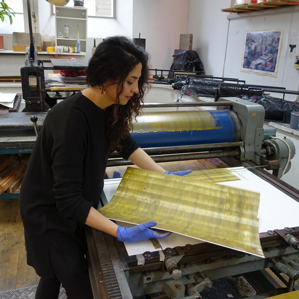 Raha Rastifard in the print workshop