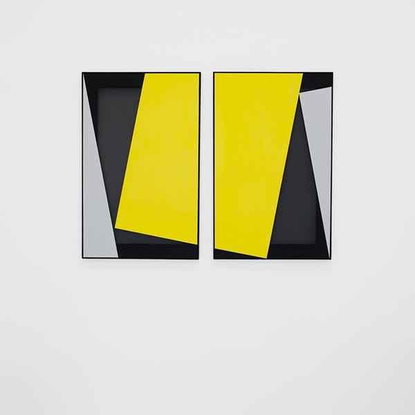 "Yellow diptych" from 2020 was shown at Stene Projects and can now be found in the collection of the Swedish Arts Council